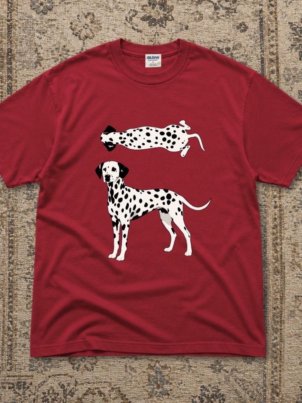 Gildan Red Tee with White & Black Dalmatian Duo